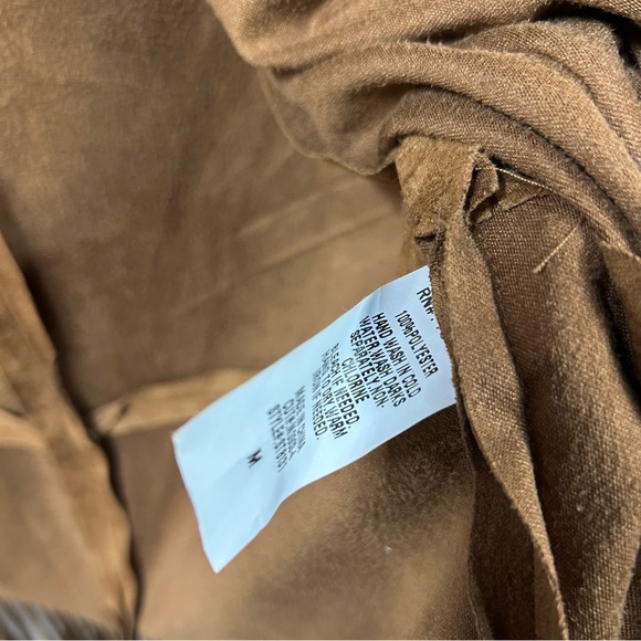 Mauve brown faux suede fringe tasseled open‎ long sleeve cardigan jacket size M - Picture 7 of 8